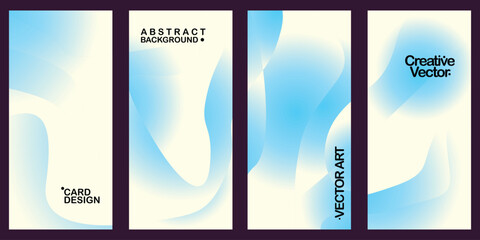 A set of four abstract panels with soft blue and white gradients and flowing shapes. Modern, clean, and versatile design perfect for backgrounds, presentations, or creative projects