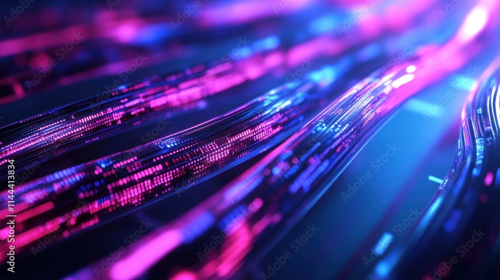 Aufkleber vibrant abstract digital network with flowing light trails and patterns