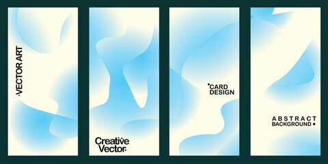 A set of four abstract panels with soft blue and white gradients and flowing shapes. Modern, clean, and versatile design perfect for backgrounds, presentations, or creative projects