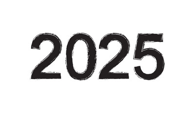 2025 Hand written numbers with brush. Calligraphy lettering for New Year. Vector template for banner, sign, greeting card, invitation, poster., shirt design, etc. vector illustration. EPS 10/AI