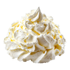 large whipped cream swirl dessert topping bakery creamy soft sweet light frosting garnish isolated on png transparent background