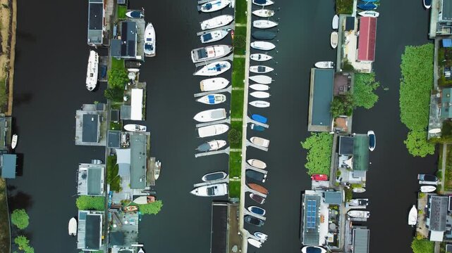 Houses and Boats, Islands and Canals. Scheendijk, Netherlands