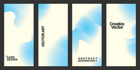 A set of four abstract panels with soft blue and white gradients and flowing shapes. Modern, clean, and versatile design perfect for backgrounds, presentations, or creative projects