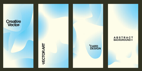 A set of four abstract panels with soft blue and white gradients and flowing shapes. Modern, clean, and versatile design perfect for backgrounds, presentations, or creative projects