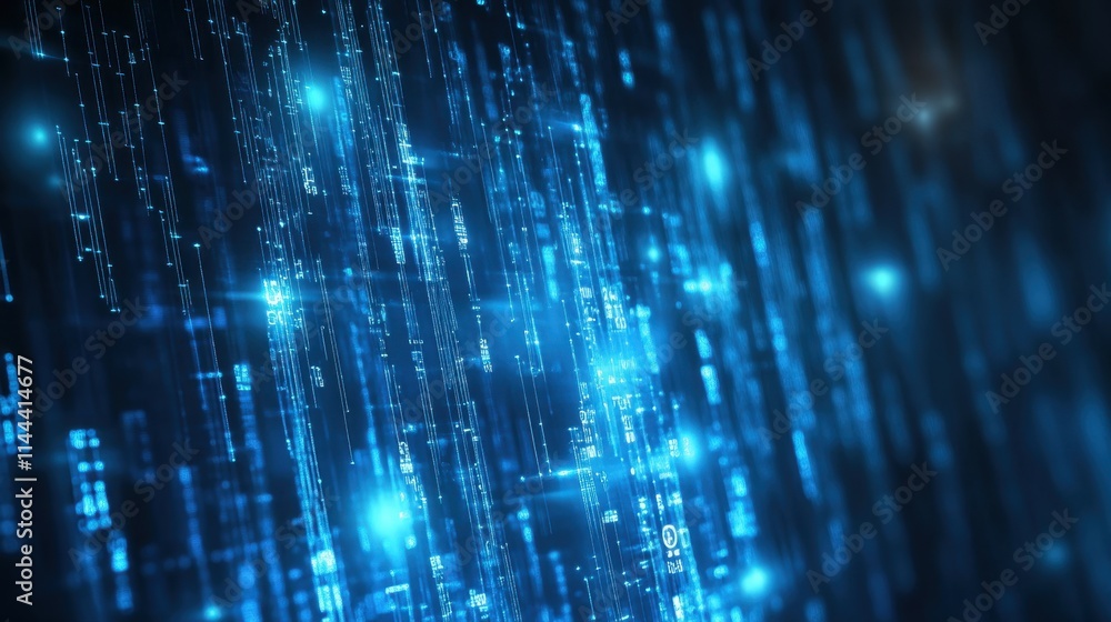 Poster futuristic abstract background with glowing digital data streams and patterns