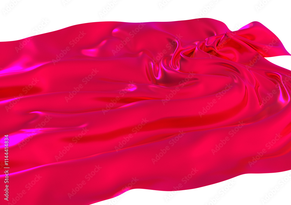 Aufkleber a splash of vibrant red silk against a white background the fabric flows and dances in the air