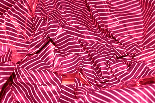 Sweet Wrapper Fine Stripes Lines on Plastic Paper Crumpled Warped Vertical or Horizontal Lined Background