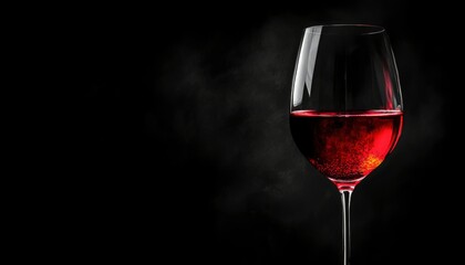 Red Wine Glass Against Dark Background