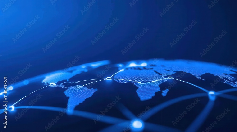 Aufkleber global network connectivity digital illustration with map and links