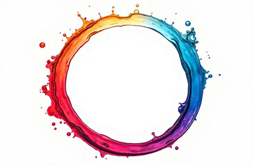 Circle Liquid Colorful Frame with Copy Space Isolated on White Background.
