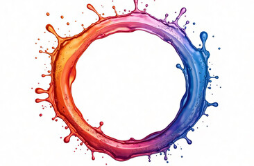 Circle Liquid Colorful Frame with Copy Space Isolated on White Background.