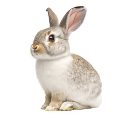 Obraz premium Fluffy bunny with twitching nose, sitting on transparency background