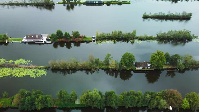 Houses and Boats, Islands and Canals. Scheendijk, Netherlands