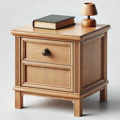 wooden nightstand cabinet isolated on white background