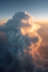 Majestic clouds illuminated by the golden light of sunset