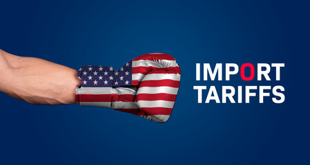 United States policy of increased import tariffs in 2025 concept with USA Flag