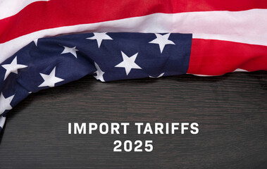Import Tariffs increase concept with United States of America Flag on table