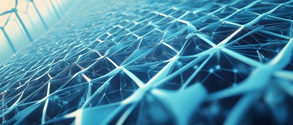 Poster a close-up view of a futuristic network structure, showcasing intricate connections and textures per