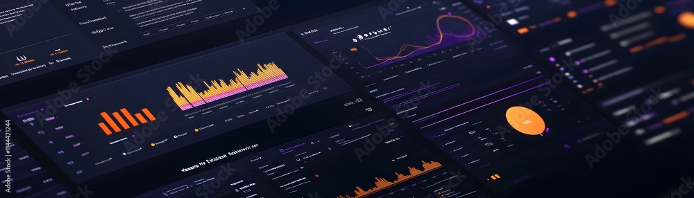 Poster a close-up view of data analytics dashboard displaying graphs, metrics, and important statistics in 