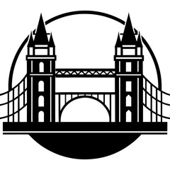 Obraz premium Minimalist simple Tower Bridge silhouette vector art illustration