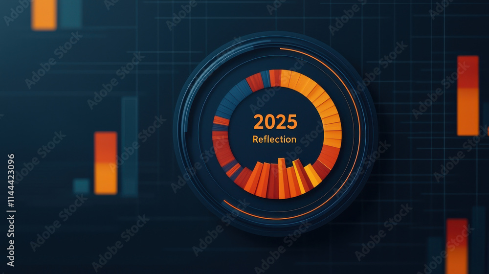 Poster 2025 reflection and growth concept. digital screen displaying 2025 reflection with vibrant colors an