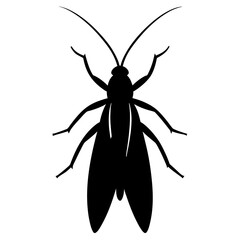 Caddisfly silhouette vector illustration on white background
