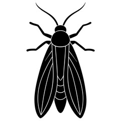 Caddisfly silhouette vector illustration on white background