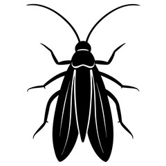 Caddisfly silhouette vector illustration on white background
