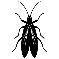 Caddisfly silhouette vector illustration on white background