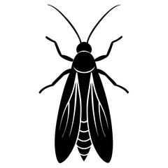 Caddisfly silhouette vector illustration on white background