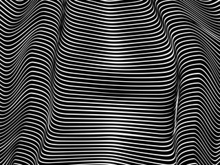 Black background with white wavy abstract lines pattern. Modern abstract background.