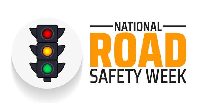 National Road safety week background banner or poster design template. observed every year in January. Holiday concept. Use to any Template, card, poster, placard, template.