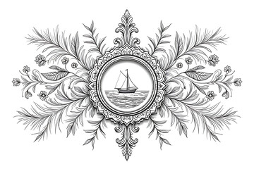 Obraz premium Intricate Zanzibar Dhow Ornament – Floral Symmetry with Heritage Touch