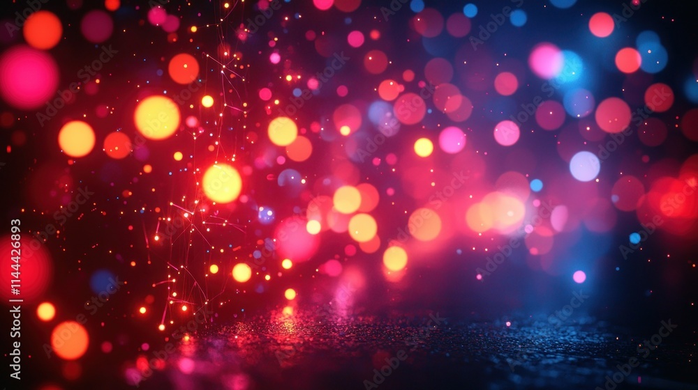 Poster vibrant bokeh lights creating a colorful abstract background.