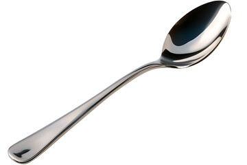 A sleek spoon with sour cream, isolated on a transparent background.