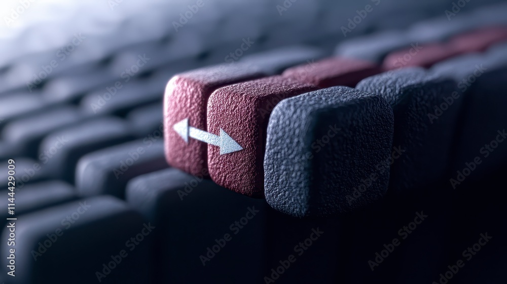 Poster a close-up of a keyboard showing a unique key highlighted in red, featuring an arrow indicating move