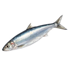 Obraz premium A shimmering silver herring , isolated on a transparent background
