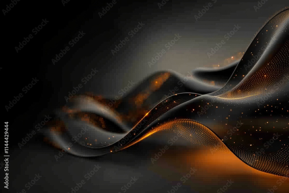 Poster Flowing patterns create a captivating visual experience with glowing elements and smooth curves in a dark setting