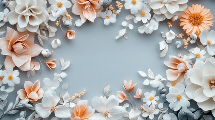 Luxurious and soft color Floral Art with Beautiful Border, beautiful abstract border of floral patterns, light soft floral abstract background with soft and pastel floral patterns.