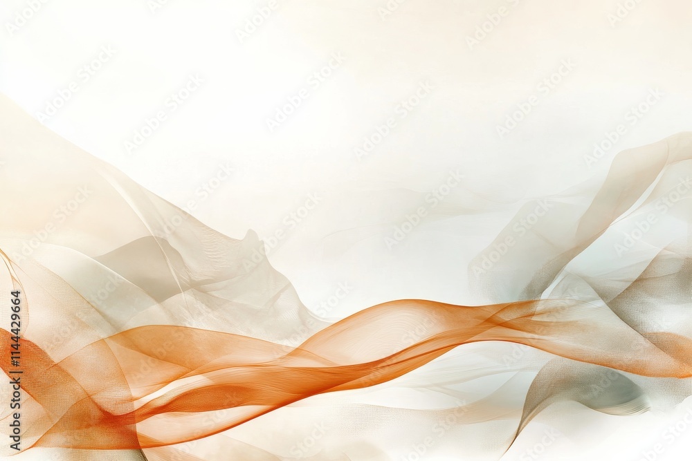 Aufkleber abstract flow of colorful fabric waves gently blending in soft tones of orange and gray against a tr