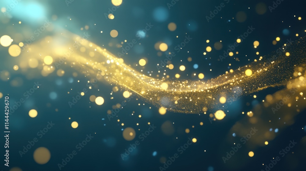 Poster glittering particles flowing in a colorful abstract background