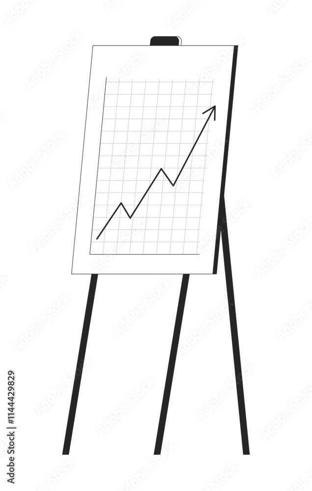 Poster simple easel displaying line graph with red upward trend black and white 2d line object. growth, pro