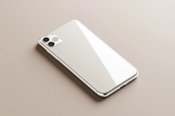 Fototapeta premium A shiny Smartphone reflected in a gold surface, highlighting its design details.