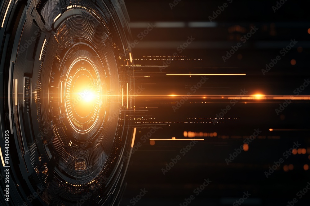 Aufkleber futuristic digital design with glowing elements and concentric patterns showcasing motion and energy