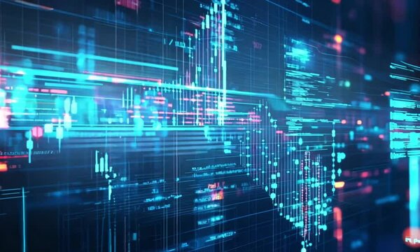 Futuristic Data Analytics Visualization with Digital Graphs and Cyber Elements