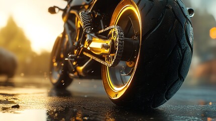 "A Clean Motorbike Tire Transportation Automobile Motorcycle":