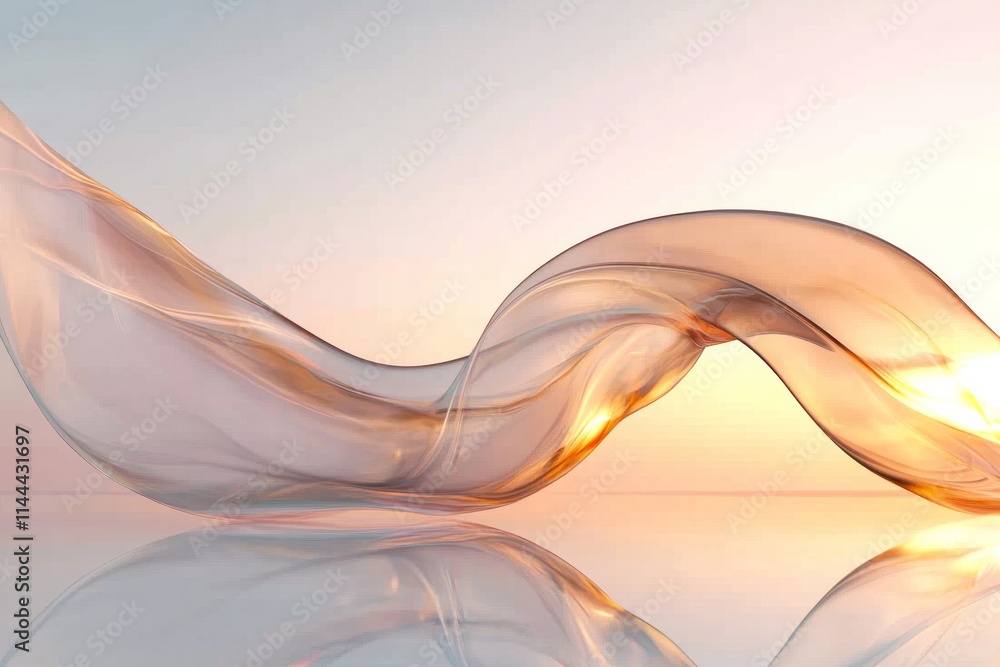 Aufkleber ethereal waves of light blend together at dawn over a tranquil surface creating a serene atmosphere