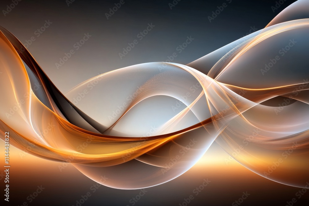 Poster abstract wave patterns blend warm and cool tones in a tranquil composition of flowing light and shad