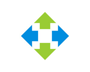 Arrow expand vector incorporating logo