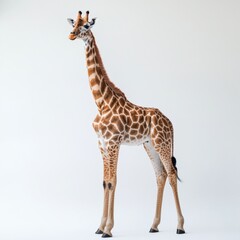 Fototapeta premium full body shot of a giraffe standing in front of a white background